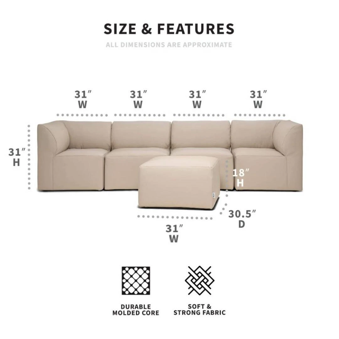 Big Joe - Patio 5-Piece Sectional Couch, Terra Bask 4 Big Joe - Patio 5-Piece Sectional Couch, Terra Bask - Image 4