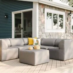 Big Joe - Patio 6-Piece Sectional Couch, Granite -Equipment Pools Patio 6 Piece Sectional Couch Granite 2