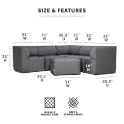 Big Joe - Patio 6-Piece Sectional Couch, Granite -Equipment Pools Patio 6 Piece Sectional Couch Granite 3