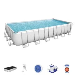 Bestway - Power Steel 24' X 12' X 52" Rectangle Above Ground Pool Set -Equipment Pools Power Steel 24 x 12 x 52 Rectangle Above Ground Pool Set 3