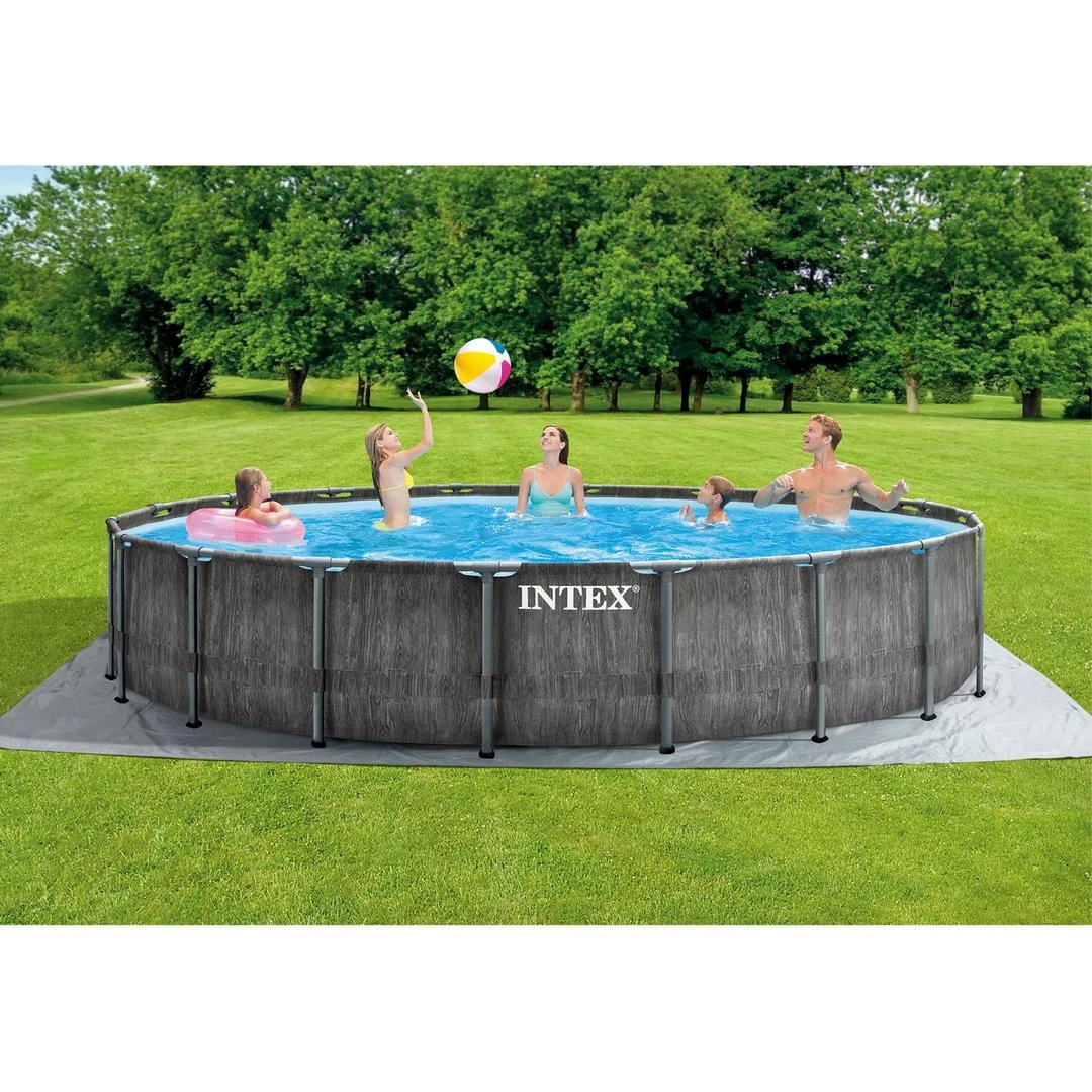 Intex - Prism Frame Greywood Above Ground Pool 18' Round X 48" Depth 9 Intex - Prism Frame Greywood Above Ground Pool 18' Round X 48" Depth - Image 9