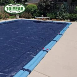 Polar 16' X 32' Rectangle Right Side Step Winter Pool Cover With 13 Blue 8 Ft. Double Water Tubes