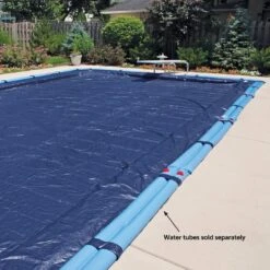 Midwest Canvas - 16' X 36' Rectangle Winter Pool Cover, 8 Year Warranty, Blue -Equipment Pools Rectangle Winter Pool Cover 8 Year Warranty Blue 48