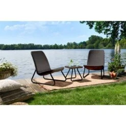 Keter - Rio 3 Piece Resin Wicker Patio Furniture Set With Side Table And Outdoor Chairs, Brown 10 Keter - Rio 3 Piece Resin Wicker Patio Furniture Set With Side Table And Outdoor Chairs, Brown -Equipment Pools Rio 3 Piece Resin Wicker Patio Furniture Set with Side Table and Outdoor Chairs Brown 2