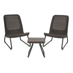 Keter - Rio 3 Piece Resin Wicker Patio Furniture Set With Side Table And Outdoor Chairs, Brown 12 Keter - Rio 3 Piece Resin Wicker Patio Furniture Set With Side Table And Outdoor Chairs, Brown -Equipment Pools Rio 3 Piece Resin Wicker Patio Furniture Set with Side Table and Outdoor Chairs Brown 4