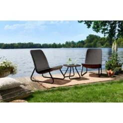 Keter - Rio 3 Piece Resin Wicker Patio Furniture Set With Side Table And Outdoor Chairs, Brown 14 Keter - Rio 3 Piece Resin Wicker Patio Furniture Set With Side Table And Outdoor Chairs, Brown -Equipment Pools Rio 3 Piece Resin Wicker Patio Furniture Set with Side Table and Outdoor Chairs Brown 6