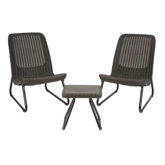 Keter - Rio 3 Piece Resin Wicker Patio Furniture Set With Side Table And Outdoor Chairs, Brown 1 Keter - Rio 3 Piece Resin Wicker Patio Furniture Set With Side Table And Outdoor Chairs, Brown