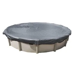 Midwest Canvas - 18' Round Winter Pool Cover, 16 Year Warranty, Silver -Equipment Pools Round Winter Pool Cover 16 Year Warranty Silver 6
