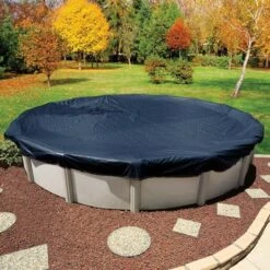 Midwest Canvas - 30' Round Winter Pool Cover, 8 Year Warranty, Blue -Equipment Pools Round Winter Pool Cover 8 Year Warranty Blue 32