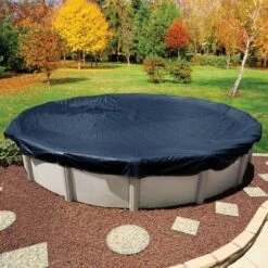 Midwest Canvas - 12' Round Winter Pool Cover, 8 Year Warranty, Blue -Equipment Pools Round Winter Pool Cover 8 Year Warranty Blue 47