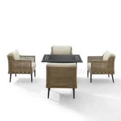 Crosley - Southwick 5-Piece Outdoor Wicker Conversation Set With Fire Table -Equipment Pools Southwick 5 Piece Outdoor Wicker Conversation Set with Fire Table 3