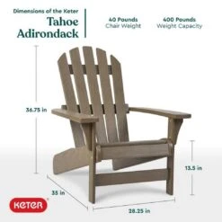 Keter - Tahoe Adirondack Chair, Brown 7 Keter - Tahoe Adirondack Chair, Brown -Equipment Pools Tahoe Adirondack Chair Brown 3