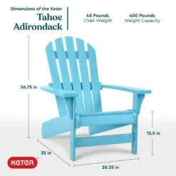 Keter - Tahoe Adirondack Chair, Seafoam 7 Keter - Tahoe Adirondack Chair, Seafoam -Equipment Pools Tahoe Adirondack Chair Seafoam 3