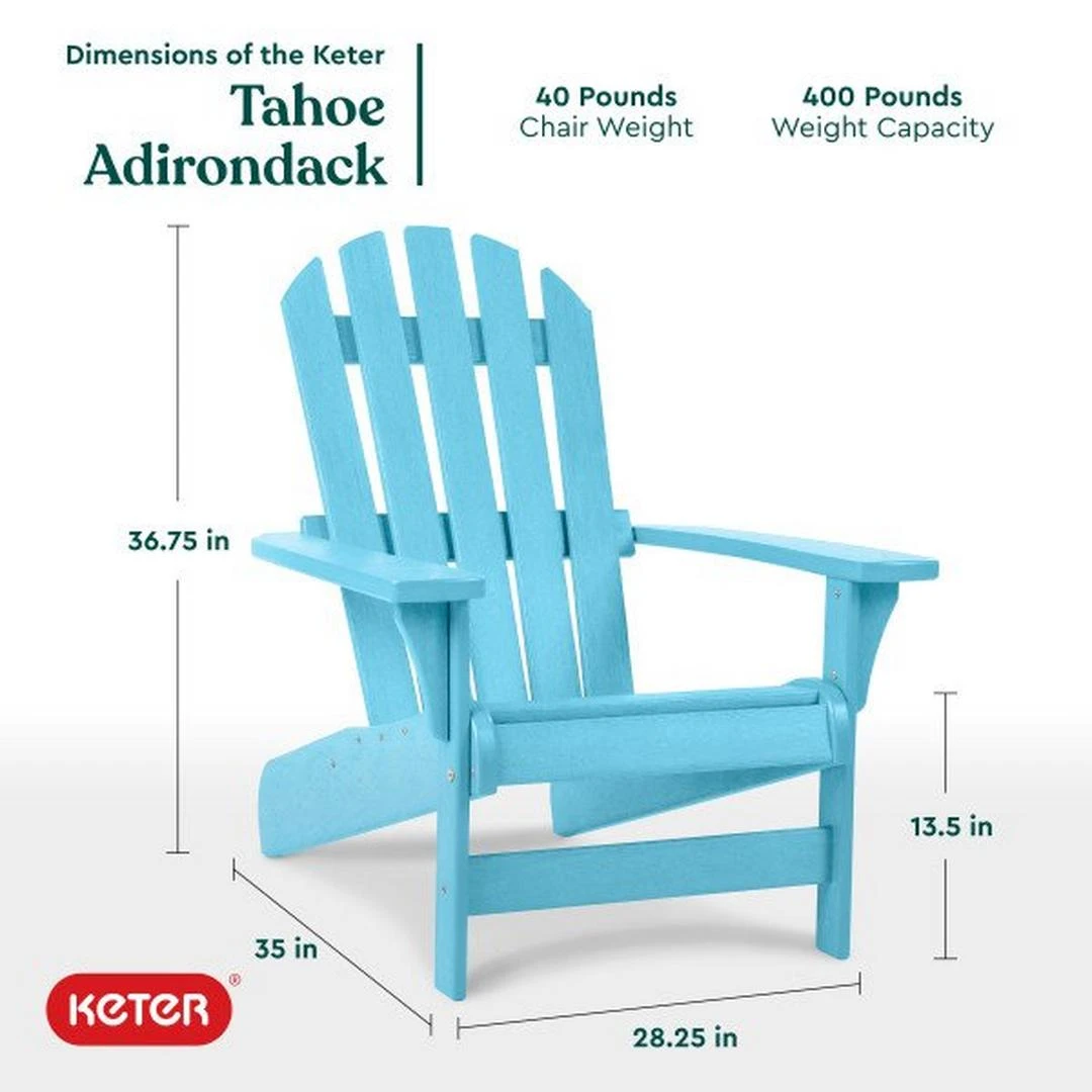 Keter - Tahoe Adirondack Chair, Seafoam 4 Keter - Tahoe Adirondack Chair, Seafoam - Image 4