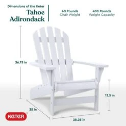 Keter - Tahoe Adirondack Chair, White -Equipment Pools Tahoe Adirondack Chair White 3