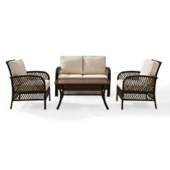 Crosley - Tribeca 4-Piece Outdoor Wicker Conversation Set, Brown KO70037BR-SA -Equipment Pools Tribeca 4 Piece Outdoor Wicker Conversation Set Brown KO70037BR SA 14