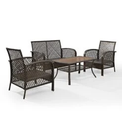 Crosley - Tribeca 4-Piece Outdoor Wicker Conversation Set, Brown KO70037BR-SA -Equipment Pools Tribeca 4 Piece Outdoor Wicker Conversation Set Brown KO70037BR SA 17