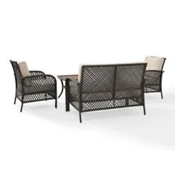 Crosley - Tribeca 4-Piece Outdoor Wicker Conversation Set, Brown KO70037BR-SA -Equipment Pools Tribeca 4 Piece Outdoor Wicker Conversation Set Brown KO70037BR SA 5
