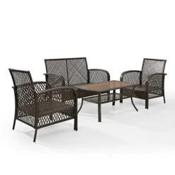 Crosley - Tribeca 4-Piece Outdoor Wicker Conversation Set, Brown KO70037BR-SA -Equipment Pools Tribeca 4 Piece Outdoor Wicker Conversation Set Brown KO70037BR SA 6