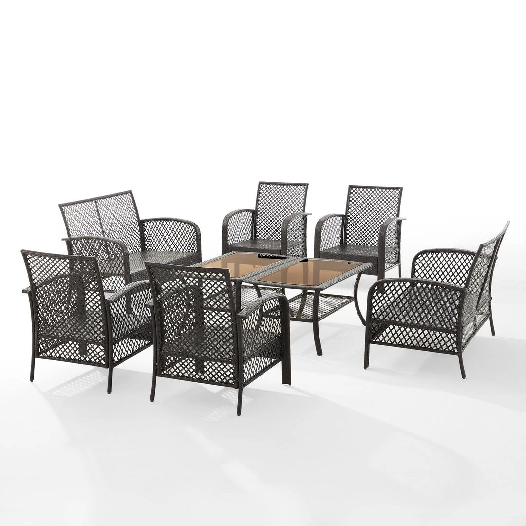Crosley - Tribeca 8-Piece Outdoor Wicker Conversation Set, Brown 16 Crosley - Tribeca 8-Piece Outdoor Wicker Conversation Set, Brown - Image 16