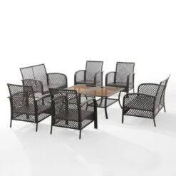 Crosley - Tribeca 8-Piece Outdoor Wicker Conversation Set, Brown 25 Crosley - Tribeca 8-Piece Outdoor Wicker Conversation Set, Brown -Equipment Pools Tribeca 8 Piece Outdoor Wicker Conversation Set Brown 5