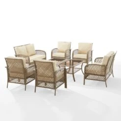 Crosley - Tribeca 8-Piece Outdoor Wicker Conversation Set, Driftwood -Equipment Pools Tribeca 8 Piece Outdoor Wicker Conversation Set Driftwood 10