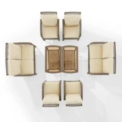 Crosley - Tribeca 8-Piece Outdoor Wicker Conversation Set, Driftwood -Equipment Pools Tribeca 8 Piece Outdoor Wicker Conversation Set Driftwood 14