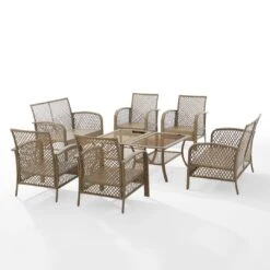 Crosley - Tribeca 8-Piece Outdoor Wicker Conversation Set, Driftwood -Equipment Pools Tribeca 8 Piece Outdoor Wicker Conversation Set Driftwood 15