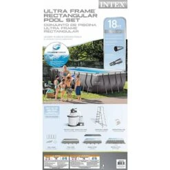 Intex - Ultra Frame 9' X 18' Rectangle Metal Frame Above Ground Pool Package -Equipment Pools Ultra Frame 9 x 18 Rectangle Metal Frame Above Ground Pool Package 5