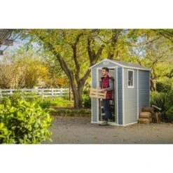 Keter - Manor 4x6 Resin Storage Shed, Grey/White -Equipment Pools White 7