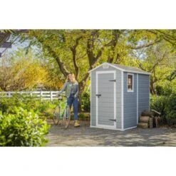 Keter - Manor 4x6 Resin Storage Shed, Grey/White -Equipment Pools White 8