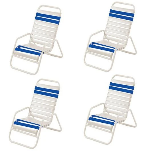 Windward Design Group - Classic Blue/White Vinyl Strap Sand Chair, 4-Pack 1 Windward Design Group - Classic Blue/White Vinyl Strap Sand Chair, 4-Pack